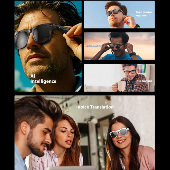 AI Smart Glasses – Live Translation & HD Video Recording